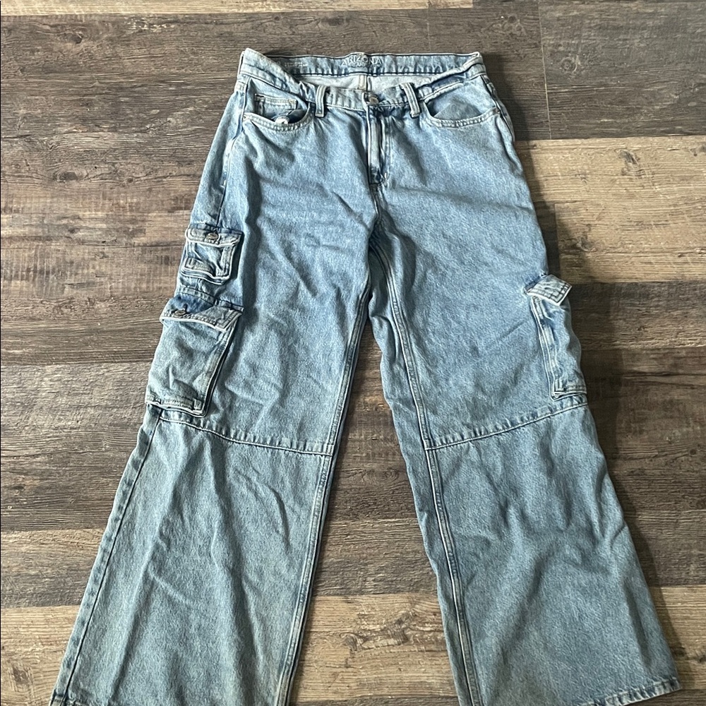 Arizona Jean Company Light Blue Flare Cargo Jeans